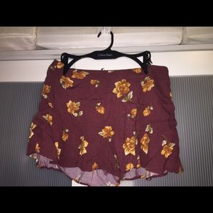 Burgundy & Floral Shorts